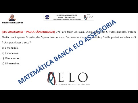 Questão N07 Concurso Paula Cândido MG 2023   Banca Elo Assessoria