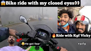 😱He got fear Bike Ride with my Closed eyes👀�