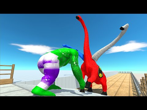 HULK GORO VS 3 HEAD SUPER BRACHIOSAURUS DEATH RUN - Animal Revolt Battle Simulator