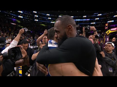LeBron James & Steph Curry embrace after the Warriors' Game 6 elimination 🤝