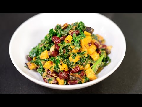 Vegetarian Stewed Kidney Beans, Butternut Squash, Kale and Mushrooms
