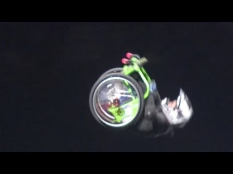 Amazing Stunts: World's first man to do a double back flip in a wheelchair
