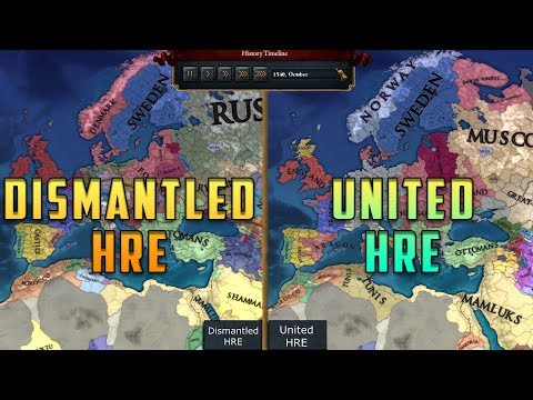 [EU4] Dismantled HRE vs United HRE - Double Timelapse (AI only)
