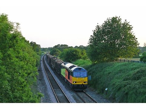 Colas 60076 on 6M51 Baglan Bay to Chirk logs passing Crewe Gresty Lane 11/6/2015
