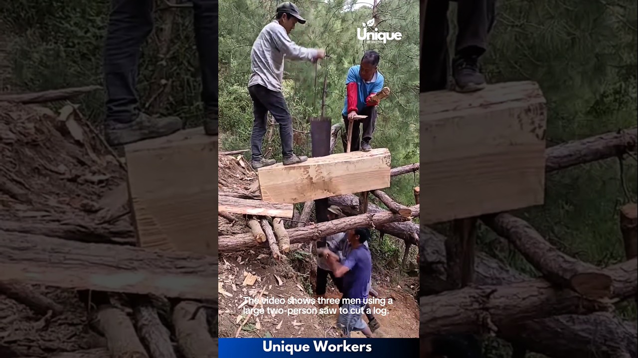 Men cutting wood with a huge saw- The workers do their job perfectly || #machine #shorts