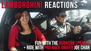 GIRLS REACTIONS to Lamborghini Huracán LP580-2 + PRO DRIVER