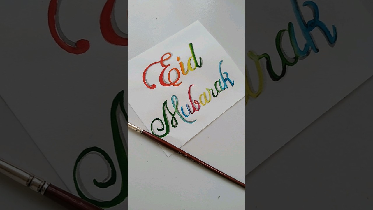 Eid mubarak drawing / hand lettering with watercolor #shorts
