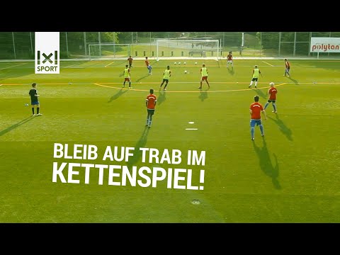Kombinationsspiel, Positionswechsel und Lückenfindung ⚽️  Fussballübung: Kettenspiel