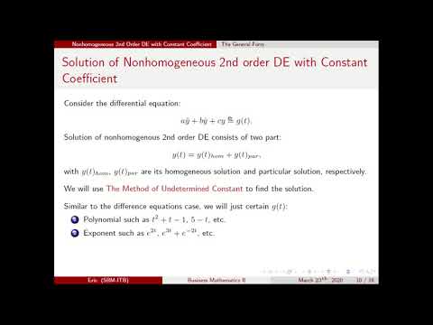 Second Order Linear Differential Equations with Constant Coefficient