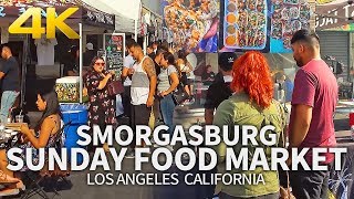 LOS ANGELES - Sunday Street Food Market, Smorgasburg, Los Angeles, California, USA, Travel, 4K UHD