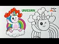 How to draw Cute Unicorn sitting on cloud with rainbow | Unicorn drawing | Cute Unicorn