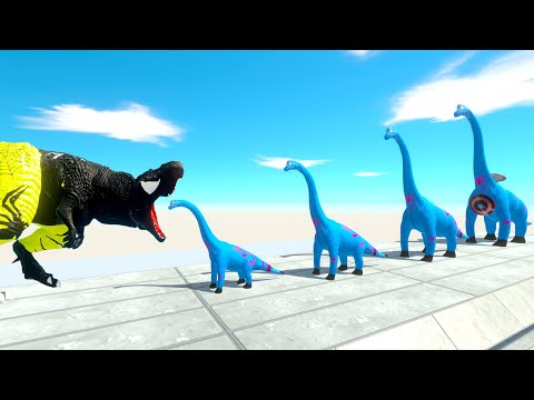 BATTLE 4 SIZE of SPIDER-MAN BRACHIOSAURUS - Animal Revolt Battle Simulator ARBS