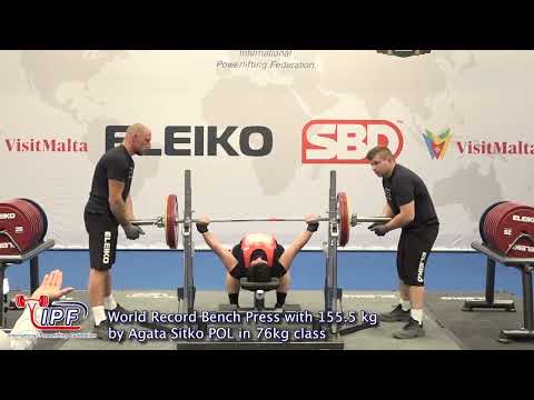 World Record Bench Press Classic with 155.5 kg by Agata Sitko POL in 76kg class