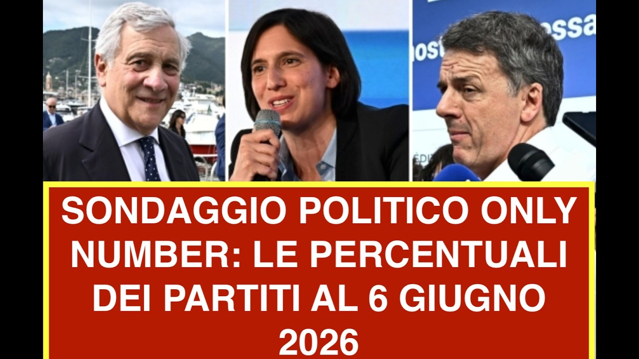 SONDAGGIO POLITICO ONLY NUMBER: LE PERCENTUALI DEI PARTITI AL 6 GIUGNO 2026