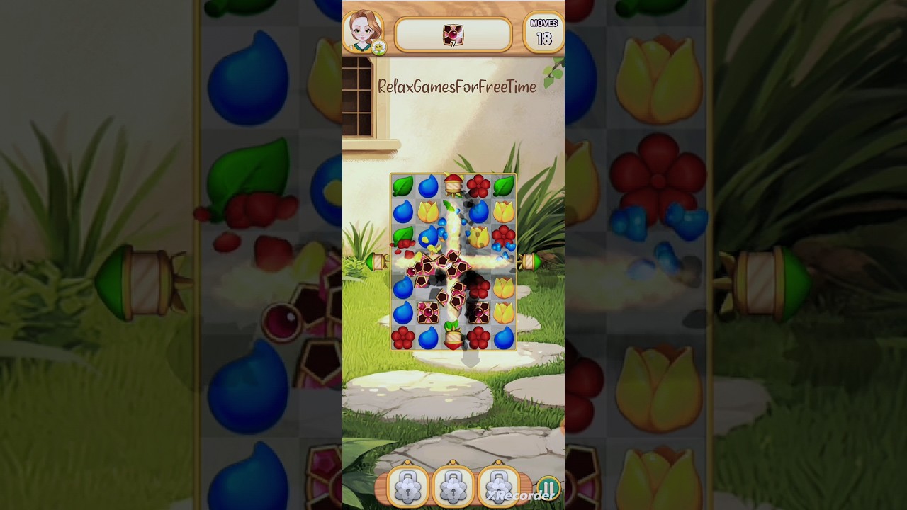Mystery Flower Garden - Level 1 gameplay cute match 3 logic puzzle game #walkthrough #match3game