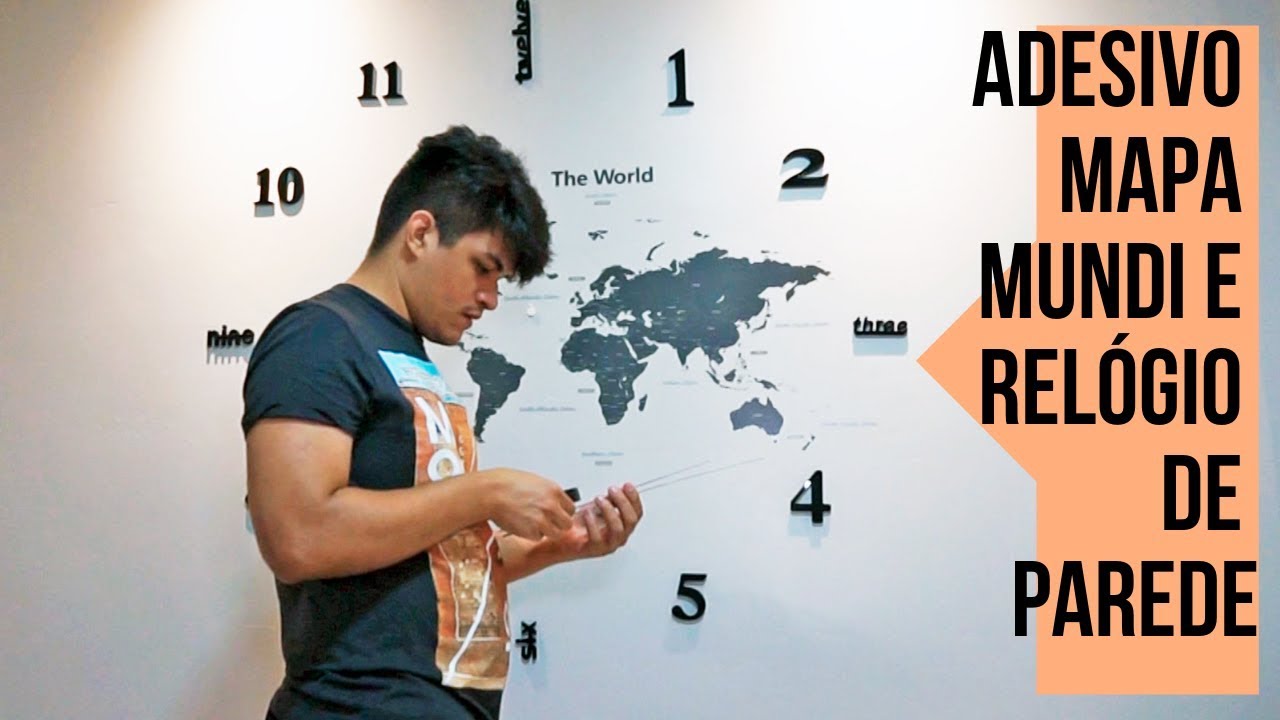 MAPA MUNDO COM RELÓGIO | IDEIA DE DECORAR PAREDE 🌏🕓