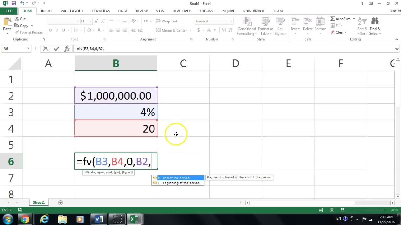 Future value - FV & Present Value - PV Functions in Excel