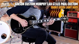 Video thumbnail for No Talking...Just Tones | Gibson Custom Murphy Lab 57 Les Paul Custom 2-Pickup Ultra Light Aged by Peach Guitars