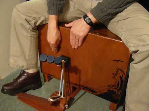 Home made cajon with base pedal and other percussion