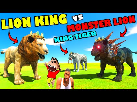 LION KING CASTLE vs BLACK MONSTER LION and KING TIGER ARMY | SHINCHAN & CHOP in ANIMAL REVOLT BATTLE