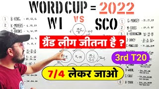 WI vs SCO Dream11 Team || West Indies vs Scotland 3rd T20 || World Cup 2022