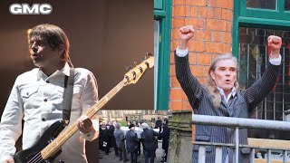 Stone Roses legend Ian Brown delivered a touching tribute at Mani's funeral service at Cathedral.