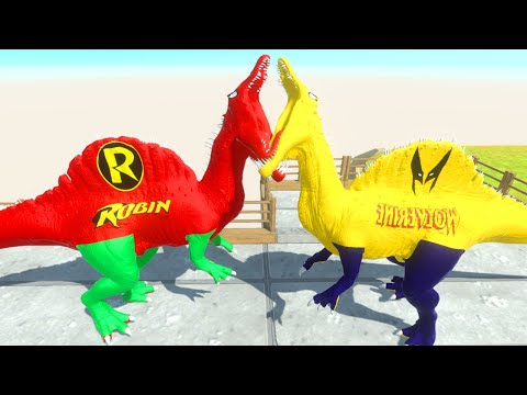 WOLVERINE vs ROBIN SPINOSAURUS DEATH CLIMB - Animal Revolt Battle Simulator ARBS