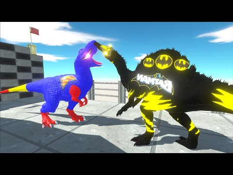 SUPERMAN T-REX VS BATMAN SPINOSAURUS OCEAN DEATH RUN - Animal Revolt Battle Simulator