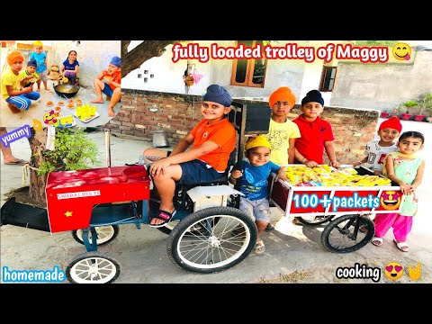 Cooking a fully loaded trolley of Maggy 😋|Homemade mini tractor 😍|