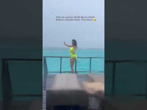 Shriya pilgaonkar in a neon Two piece swimsuit from Maldives