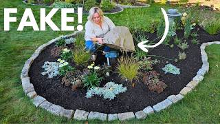 No Dig Garden Bed. How to Create a New Flower Bed from Scratch. Fake Rock SOLVED a Problem.