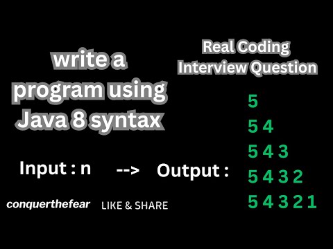 Real Java Coding Interview Question Print Descending Number Triangle Pattern In Java 8