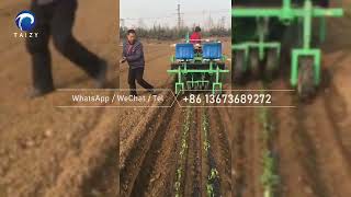 Vegetable transplanter achieves  2 rows transpalnting and film covering  on flat fields.