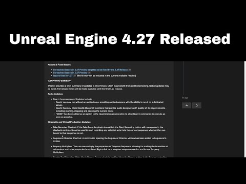Unreal Engine 4.27 Preview Released