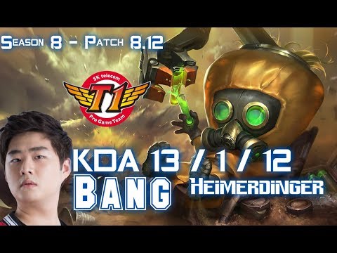SKT T1 Bang HEIMERDINGER vs SWAIN Bot Lane - Patch 8.12 KR Ranked