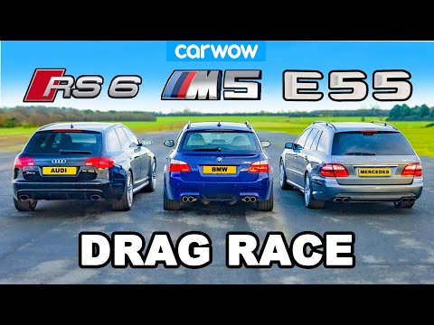 BMW M5 V10 vs AMG E55 vs Audi RS6: DRAG RACE *NA vs Turbo vs Supercharged*