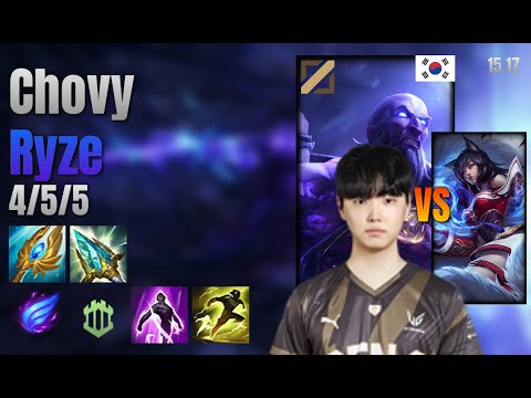 Chovy Mid Ryze vs Ahri lol KR solo rank Full Game 15.17 | 쵸비 라이즈 vs 아리