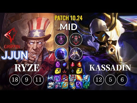 GRF jjun Ryze vs Kassadin Mid - KR Patch 10.24