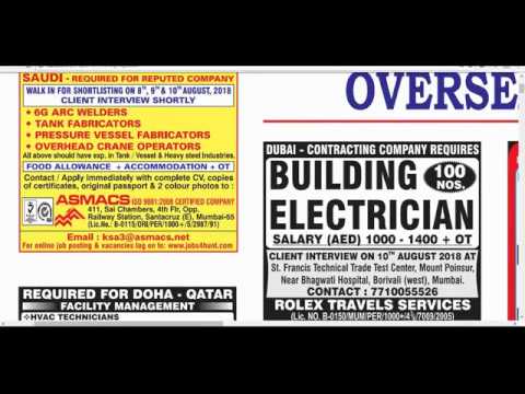 Assignment Abroad times Epaper Today - Dubai Gulf Vacancy 8th August 2018