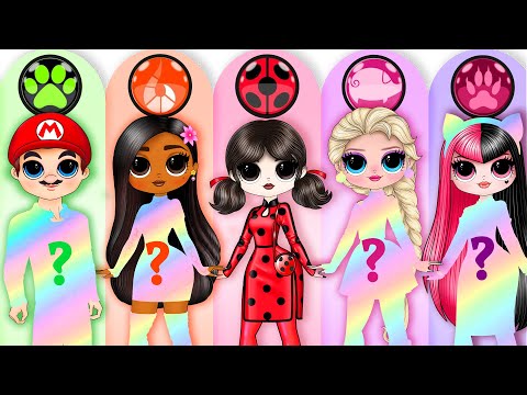 Wednesday, Isabela, Draculaura, Elsa, Dress up Miraculous Style | SurprisingDolls Paper DIY