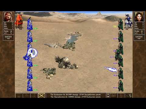Heroes III - Enchanters vs Sharpshooters (99999 of each unit)