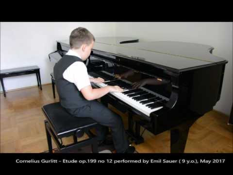 Cornelius Gurlitt - Etude op.199 no 12 performed by Emil Sauer ( 9 y.o.)