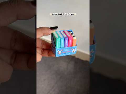 Cutest Book Shelf With Pencils Erasers 🌷✨🎀#eraser #kawaii #stationery #stationary #cute #mini