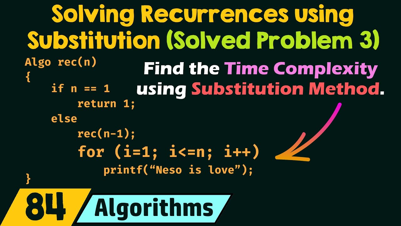 Solving Recurrences using Substitution Method (Solved Problem 3)