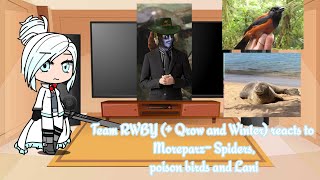 Team RWBY (+ Qrow and Winter) reacts to @Moreparz- Spiders, poison birds and Lani.