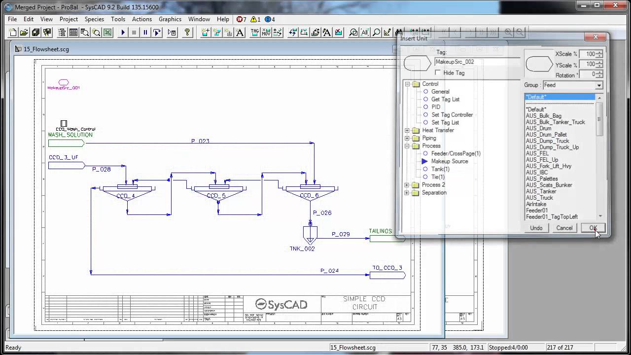 SysCAD Tutorial - Section 9.2.1-9.2.2 Add and Configure a Makeup Source