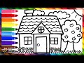 How To Draw A House 🏡 Drawing And Coloring A House With A Garden🏠🌳 Drawings For Kids