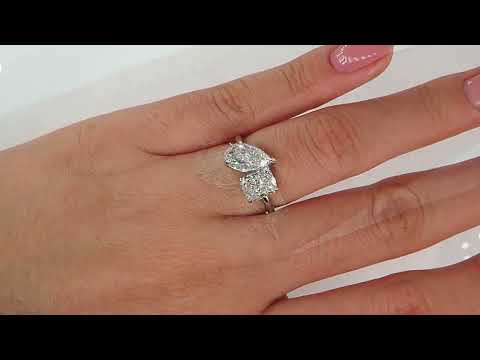 GIA 2.19CTW PEAR AND RADIANT DIAMOND PLATINUM RING