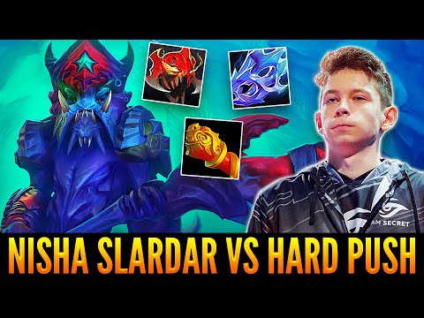 NISHA With Unexpected Slardar Mid Pick vs Super Hard Pushers NP & Brood | Mega Creeps Comeback