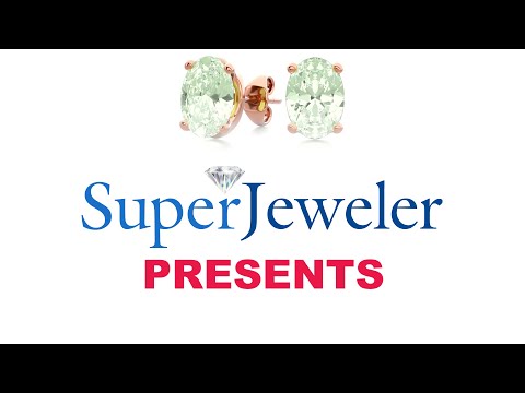 SuperJeweler| 1 1/2 CT Oval Shape Green Amethyst Stud Earrings In 14K Rose Gold Over Sterling Silver